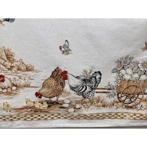 Vtg Easter Tablecloth Chicks Wilton Court Farmhouse Henrietta Rooster 1990s Flaw